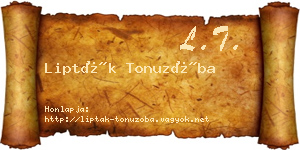 Lipták Tonuzóba névjegykártya